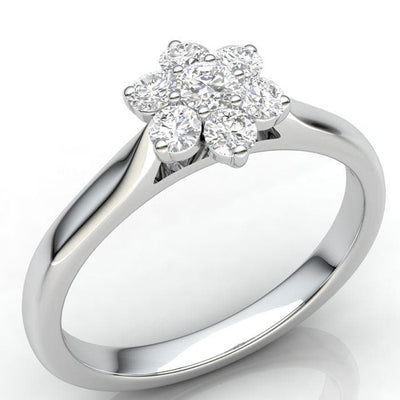 18ct white gold flower cluster engagement ring - R. Mc Cullagh Jewellers