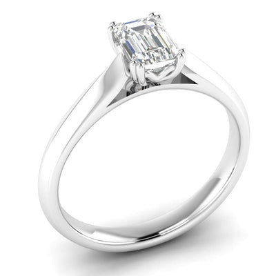 18ct whtie gold solitaire emerald cut engagement ring 0.68ct - R. Mc Cullagh Jewellers