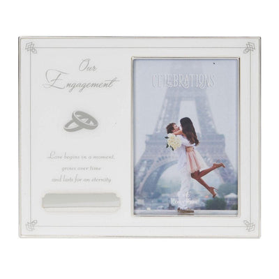 4" X 6" - OUR ENGAGEMENT PHOTO FRAME WITH ENGRAVING PLATE - R. Mc Cullagh Jewellers