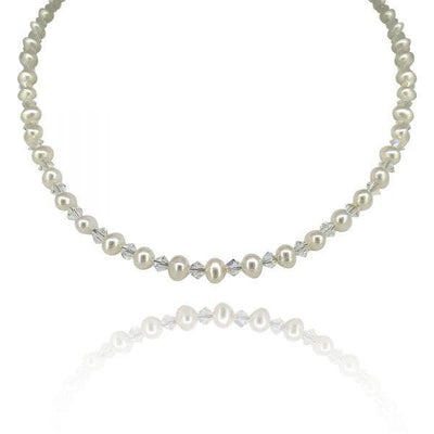 Noriko Pearl - Round Pearl and Crystal Rondels Necklace - R. Mc Cullagh Jewellers