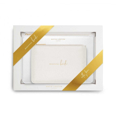 Katie Loxton BRIDAL PERFECT POUCH GIFT SET | BEAUTIFUL BRIDE | METALLIC WHITE - R. Mc Cullagh Jewellers