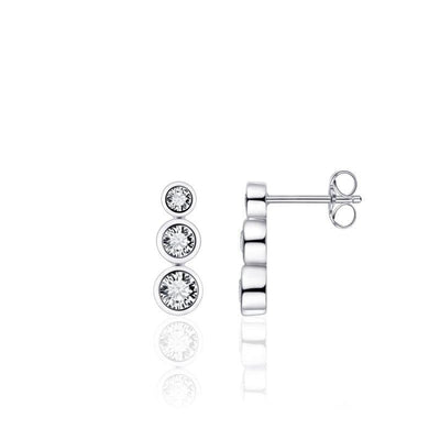 Sterling Silver 3 CZ drop earring - R. Mc Cullagh Jewellers