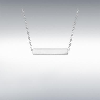 STERLING SILVER 32MM X 5MM HORIZONTAL BAR NECKLACE 43CM/17" - R. Mc Cullagh Jewellers