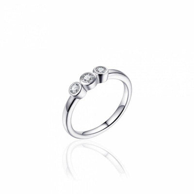 Sterling Silver ring 3 stone rubover cz uniform - R. Mc Cullagh Jewellers