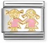 Nomination Yellow Gold and Pink Enamel Sisters Charm