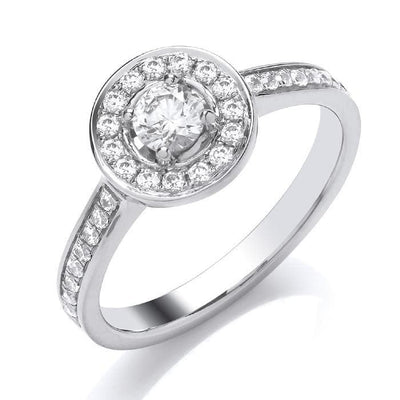 18ct white gold Brilliant cut halo engagement ring - R. Mc Cullagh Jewellers