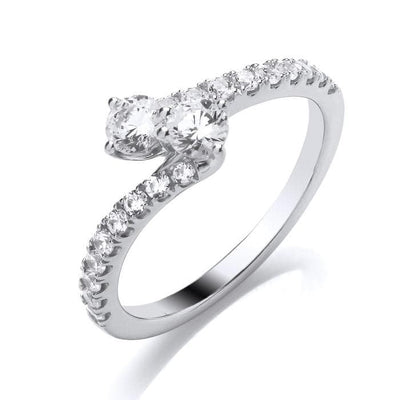 18ct white gold Ring 2 Stone twist engagement ring - R. Mc Cullagh Jewellers
