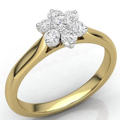 18ct yellow gold flower cluster engagement ring - R. Mc Cullagh Jewellers