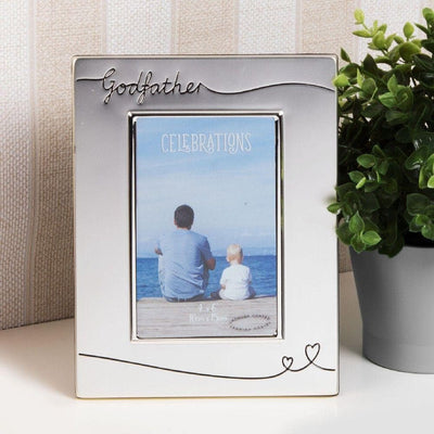 4" X 6" - CELEBRATIONS SILVER PLATED GODFATHER PHOTO FRAME - R. Mc Cullagh Jewellers