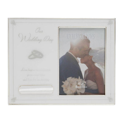 4" X 6" - OUR WEDDING DAY PHOTO FRAME WITH ENGRAVING PLATE - R. Mc Cullagh Jewellers