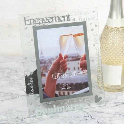 5" X 7" - GLASS PHOTO FRAME WITH 3D DECAL - ENGAGEMENT - R. Mc Cullagh Jewellers