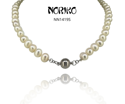 Noriko Pearl - Round White pearl Necklace with  Magnetic claps - R. Mc Cullagh Jewellers