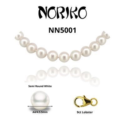 Noriko Pearl - AA Round Pearl Necklace 9ct gold catch - R. Mc Cullagh Jewellers