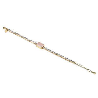 Antique Gold Plated Bracelet Pink & Clear stones - R. Mc Cullagh Jewellers