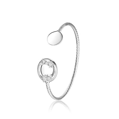 Circular Twist Floral Bangle with Clear Stones - R. Mc Cullagh Jewellers