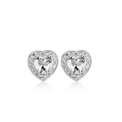 Clear Stone Heart Earrings - R. Mc Cullagh Jewellers