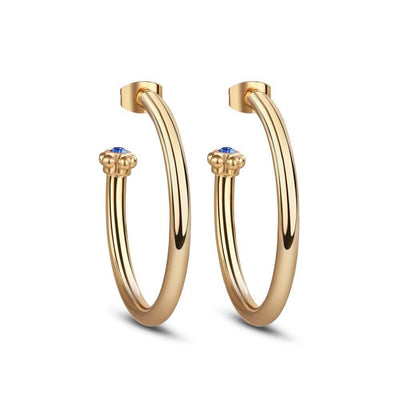 Hoop Earrings with Blue Stones - R. Mc Cullagh Jewellers