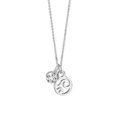 Ocean Silver Plated Pendant with Clear Stone - R. Mc Cullagh Jewellers