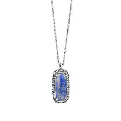 Rectangular Pendant with Blue and Clear Stones - R. Mc Cullagh Jewellers