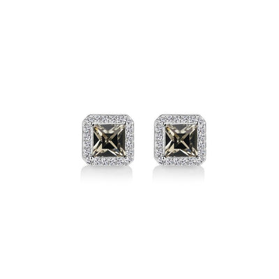 Square Earrings with Clear and Black Stones - R. Mc Cullagh Jewellers