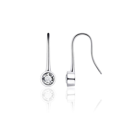 Sterling Silver 1 CZ long drop earring - R. Mc Cullagh Jewellers
