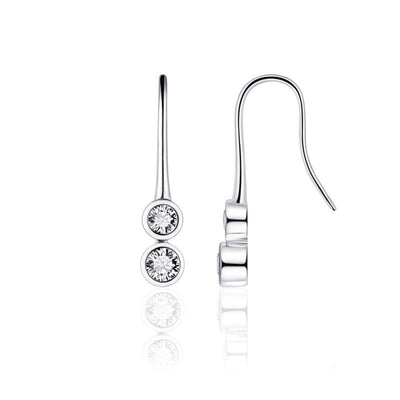 Sterling Silver 2 CZ long drop earring - R. Mc Cullagh Jewellers