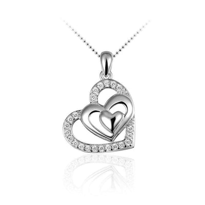 Sterling Silver 3 heart stacked cz pendant 19mm - R. Mc Cullagh Jewellers