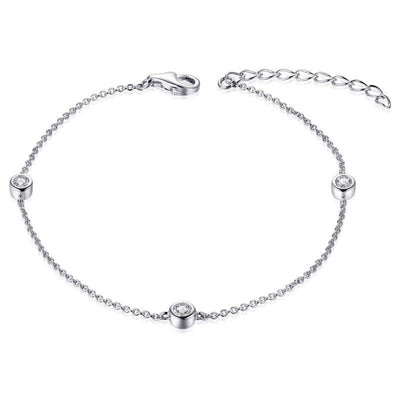 Sterling Silver chain Bracelet with 3 clear cz's - R. Mc Cullagh Jewellers