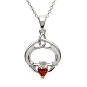 Sterling Silver Claddagh Pendant Birthstone