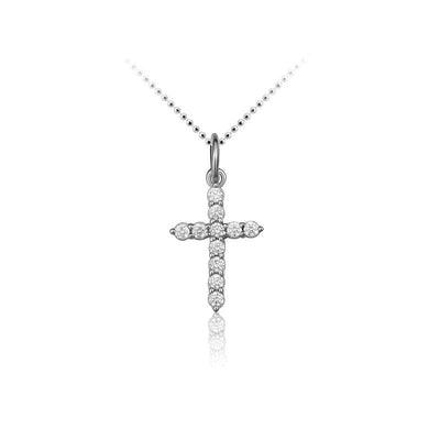 Sterling Silver Cross pendant, full stone set clear cz - R. Mc Cullagh Jewellers