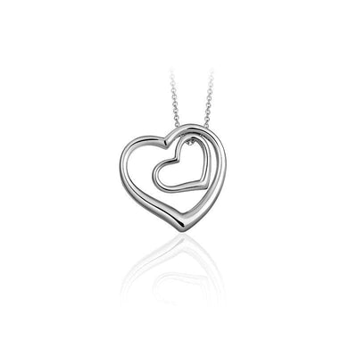 Sterling Silver double heart pendant - R. Mc Cullagh Jewellers
