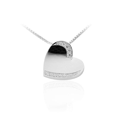 Sterling Silver heart curved channel set cz pendant - R. Mc Cullagh Jewellers