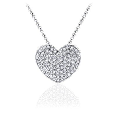 Sterling Silver heart pendant puffed cz heart pendant - R. Mc Cullagh Jewellers