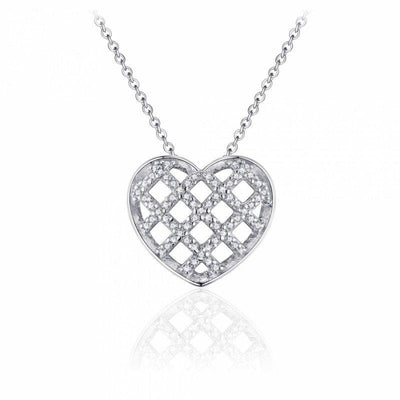 Sterling Silver open lattice cz heart pendant - R. Mc Cullagh Jewellers