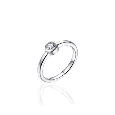 Sterling Silver ring 1 stone rubover cz 5mm - R. Mc Cullagh Jewellers