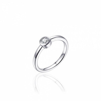 Sterling Silver ring 1 stone rubover cz 6mm - R. Mc Cullagh Jewellers