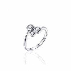 Sterling Silver ring 3 stone rubover cz cluster - R. Mc Cullagh Jewellers