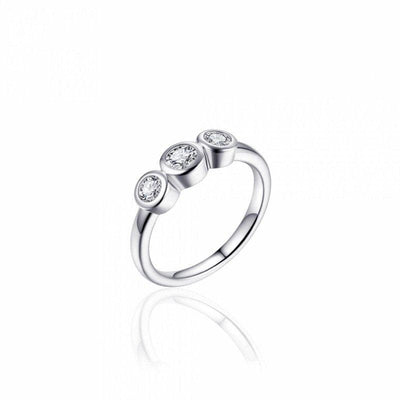 Sterling Silver ring 3 stone rubover cz graduated large - R. Mc Cullagh Jewellers