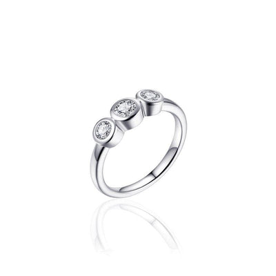 Sterling Silver ring 3 stone rubover cz graduated small - R. Mc Cullagh Jewellers