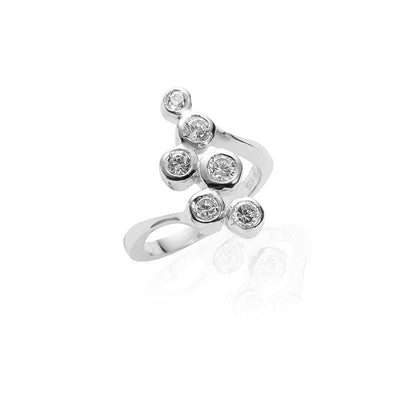 Sterling Silver ring 6 stone rubover cz - R. Mc Cullagh Jewellers
