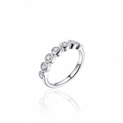 Sterling Silver ring 7 stone rubover cz uniform - R. Mc Cullagh Jewellers
