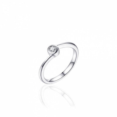 Sterling Silver ring  stone rubover cz twist - R. Mc Cullagh Jewellers