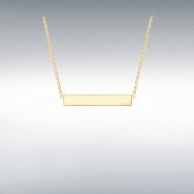 STERLING SILVER YELLOW GOLD PLATED 32MM X 5MM HORIZONTAL BAR NECKLACE 43CM/17" - R. Mc Cullagh Jewellers