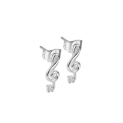 Treble Clef Earrings with Clear Stones - R. Mc Cullagh Jewellers